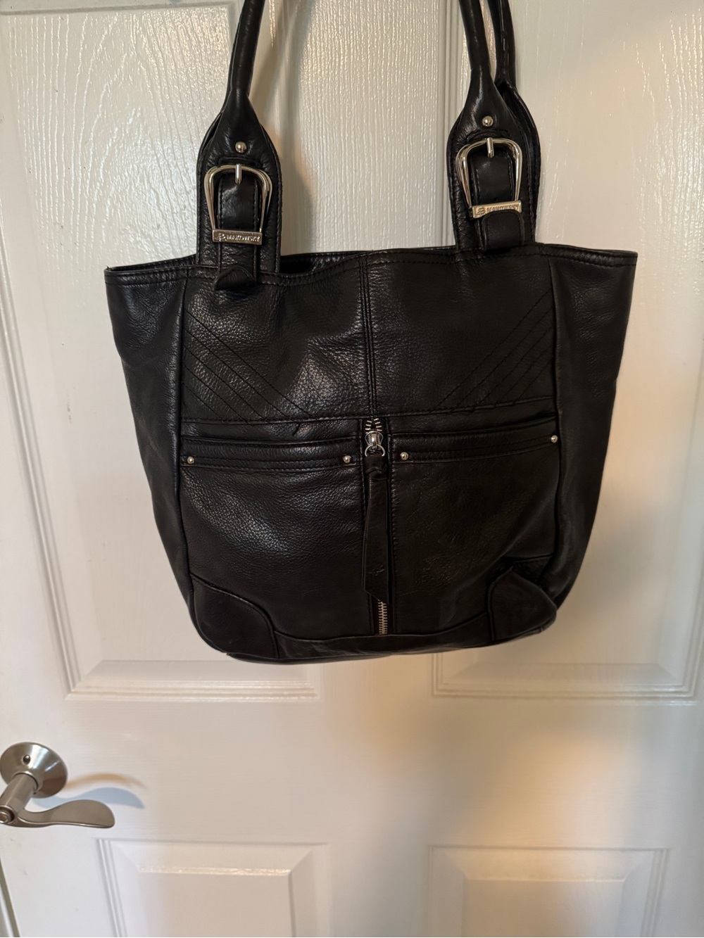 B Makowsky Black Leather Shoulder Bag